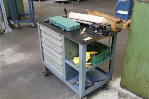 Workbench with vice, rollable