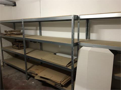 Lot of metal storage shelves
